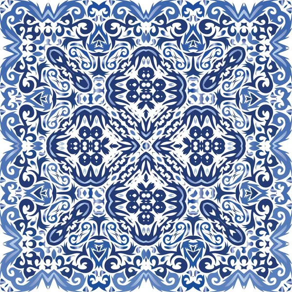 Ornement Azulejo Carreaux Portugais Décor Design Cuisine Cadre Vectoriel Sans — Image vectorielle