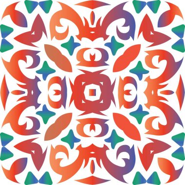 Antik Meksika Talavera seramiği. Vektörsüz model kavramı. Geometrik tasarım. Albüm defteri, akıllı telefon kılıfları, tişörtler, çantalar ve çarşaflar için kırmızı ve soyut dekoru.