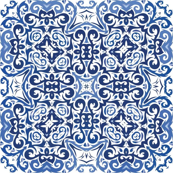 Decoración Azulejo Portugal Azulejos Ornamentales Diseño Universal Volante Patrón Sin — Vector de stock