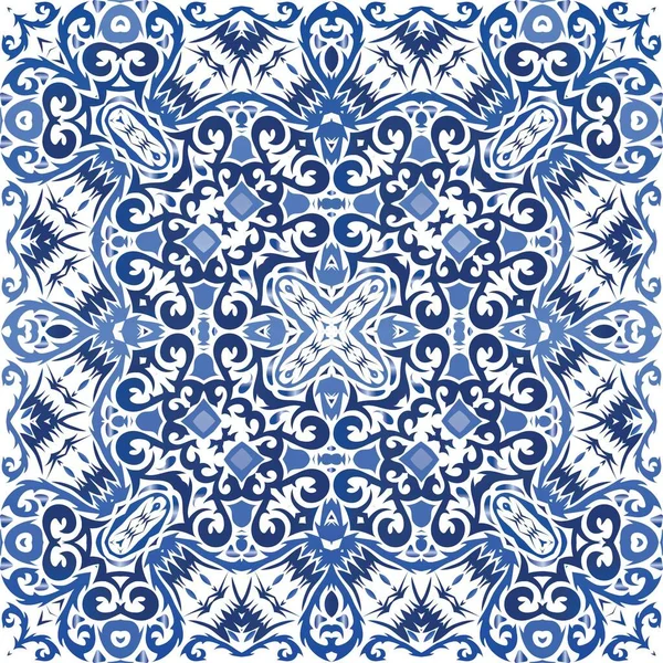 Carrelage Azulejo Antique Patchwork Poster Vectoriel Sans Couture Design Créatif — Image vectorielle