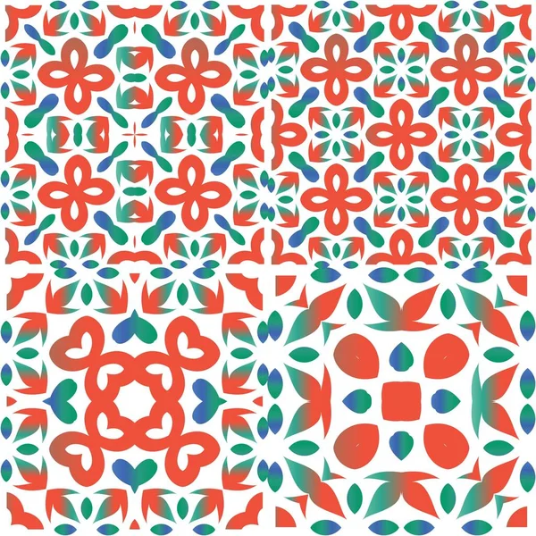 Ethnische Keramikfliesen Mexikanischem Talavera Geometrisches Design Reihe Von Vektornahtlosen Mustern — Stockvektor