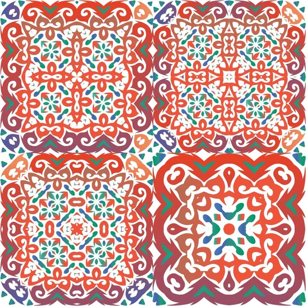 Mexikanische Ziertalavera Keramik Sammlung Vektornahtloser Muster Stilvolles Design Rote Vintage — Stockvektor