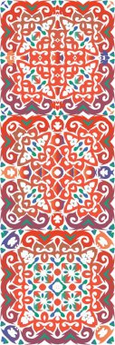 Antika talavera döşeme yama fabrikası. Banyo tasarımı. Vektörsüz desenlerin toplanması. Çantalar, akıllı telefon kılıfları, tişörtler, çarşaflar ve koleksiyon defterleri için kırmızı Meksika süslemeleri..