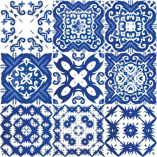 Antika Portekiz azulejo seramiği. Vektörsüz desen dokusu. Şık tasarım. Kupür defteri, akıllı telefon kılıfları, tişörtler, çantalar veya çarşaflar için çiçek ve soyut dekoru.