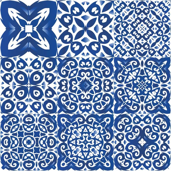 Cerámica Azulejo Portuguesa Antigua Diseño Moda Ilustración Patrón Sin Costura — Archivo Imágenes Vectoriales