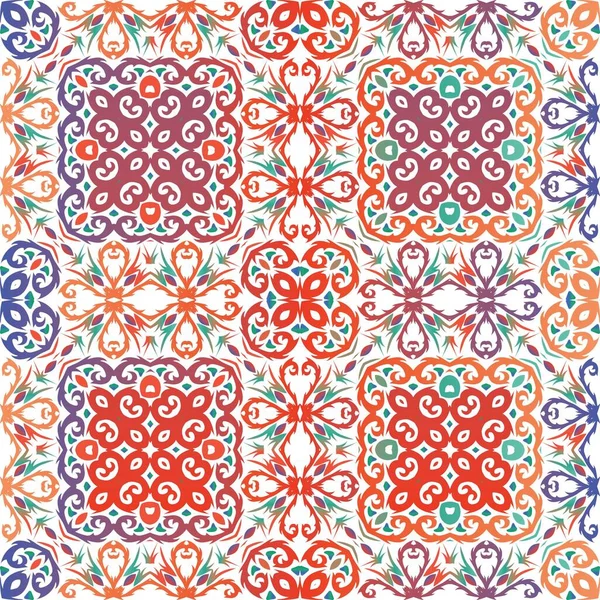 Ornamentale Talavera Mexikanische Fliesen Dekor Vektornahtloses Musterthema Farbiges Design Red — Stockvektor