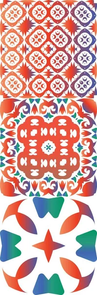 Dekorative Farbe Keramik Talavera Fliesen Reihe Von Vektornahtlosen Mustern Modernes — Stockvektor