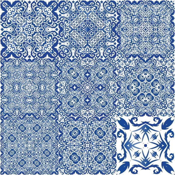 Azulejo Português Ornamentado Tradicional Padrão Sem Costura Vetorial Arabesco Design — Vetor de Stock