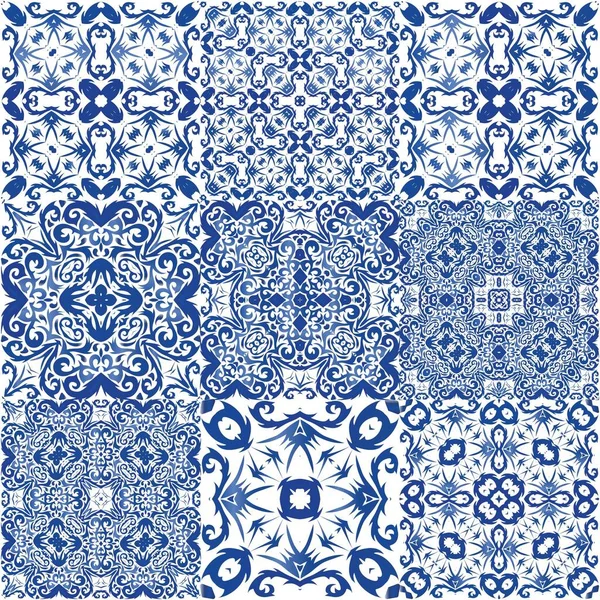 Telha Cerâmica Étnica Azulejo Português Design Mínimo Conceito Padrão Sem —  Vetores de Stock