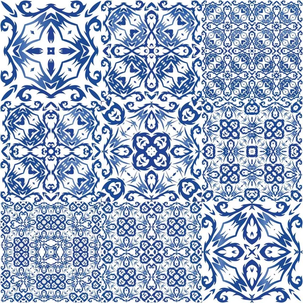 Dekorative Farbe Keramik Azulejo Fliesen Vektor Nahtlose Muster Collage Kreatives — Stockvektor