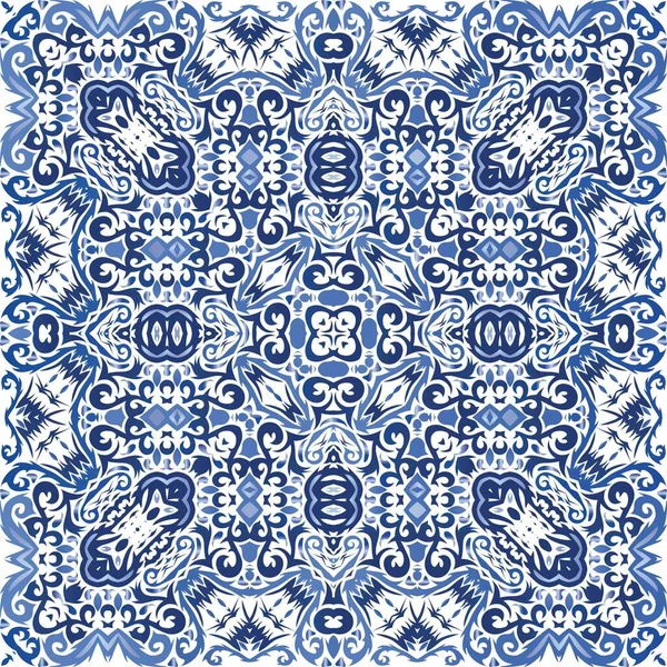 Azulejo Decorativo Azulejos Portugal Decoração Treliça Padrão Sem Costura Vetorial — Vetor de Stock