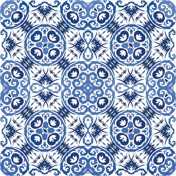 Antik Azulejo Csempe Foltok Divatos Design Vektor Varrat Nélküli Mintatartó — Stock Vector