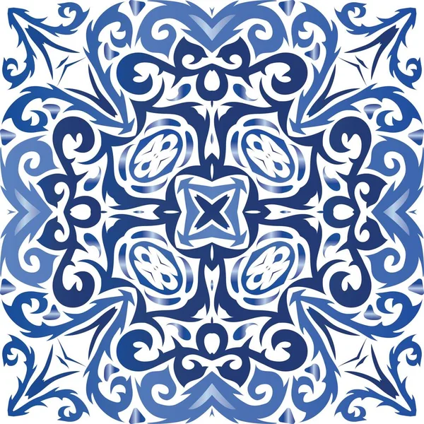 Azulejos Portugueses Vintage Azulejo Ilustración Patrón Sin Costura Vectorial Diseño — Vector de stock