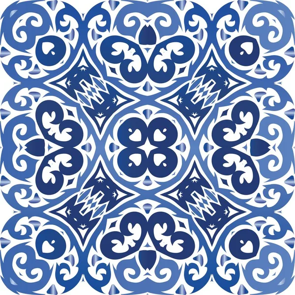 Cerâmica Azulejana Ornamental Portuguesa Conceito Padrão Sem Costura Vetorial Projeto — Vetor de Stock