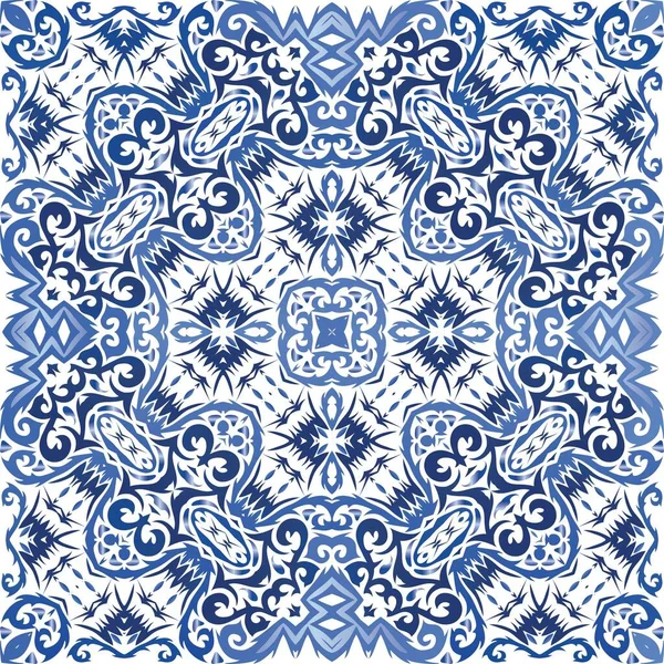 Ornement Azulejo Carreaux Portugais Décor Concept Motif Vectoriel Sans Couture — Image vectorielle