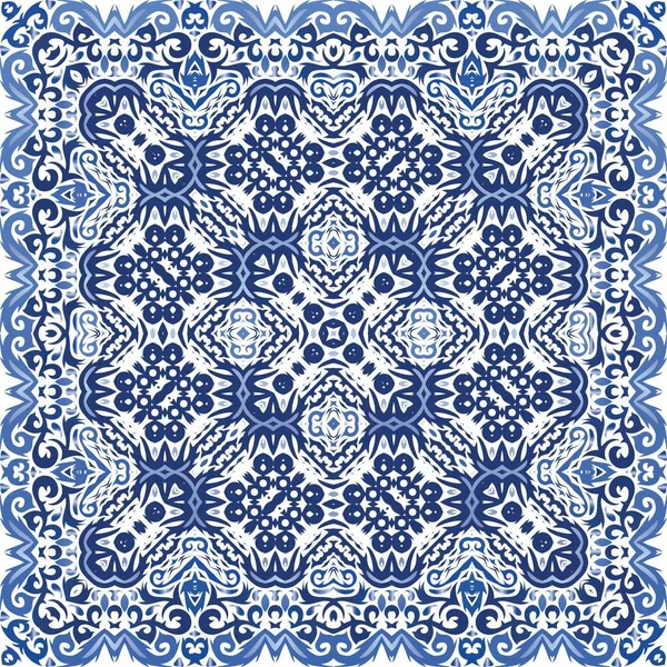 Antique Azulejo Tiles Patchwork Vector Seamless Pattern Elements Colored Design — Stock Vector