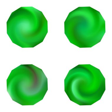 Çokgen renkli arkaplan koleksiyonu. Moda yumuşak renk sanatı. Popüler stil 90 'ıncı, 80' inci. Posteriniz, sunumunuz, davetiyeniz, broşürünüz veya kartlarınız için yeşil ekolojik sıvı şablonları.