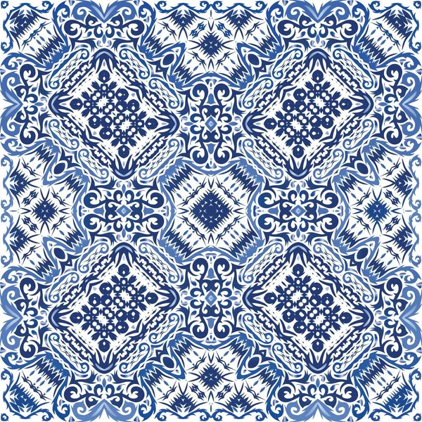 Ornamental Azulejo Portugal Tiles Decor Universal Design Vector Seamless Pattern — Stock Vector