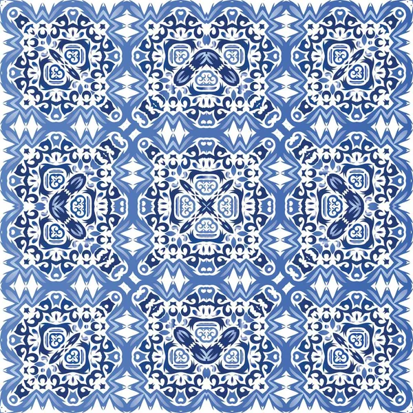 Carreaux Azulejo Vintage Portugais Texture Vectorielle Sans Couture Design Créatif — Image vectorielle