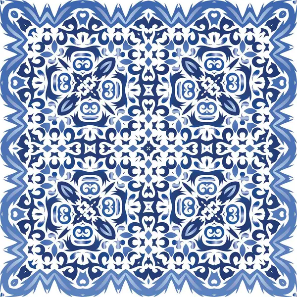 Telhas Decorativas Azulejo Cor Cerâmica Design Elegante Colagem Padrão Sem — Vetor de Stock