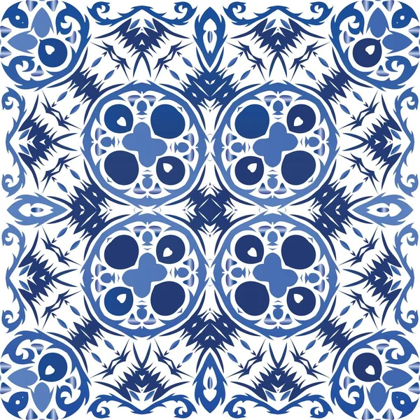 Ceramic Tiles Azulejo Portugal Vector Seamless Pattern Frame Minimal Design — Stock Vector