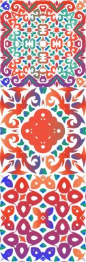 Antika talavera döşeme yama fabrikası. Vektörsüz desenlerin toplanması. Renkli tasarım. Çantalar, akıllı telefon kılıfları, tişörtler, çarşaflar ve koleksiyon defterleri için kırmızı Meksika süslemeleri..