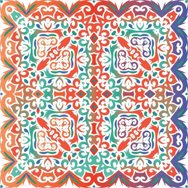 Этническая Керамическая Плитка Мексиканской Талавере Ручной Рисунок Векторный Бесшовный Рисунок — стоковый вектор