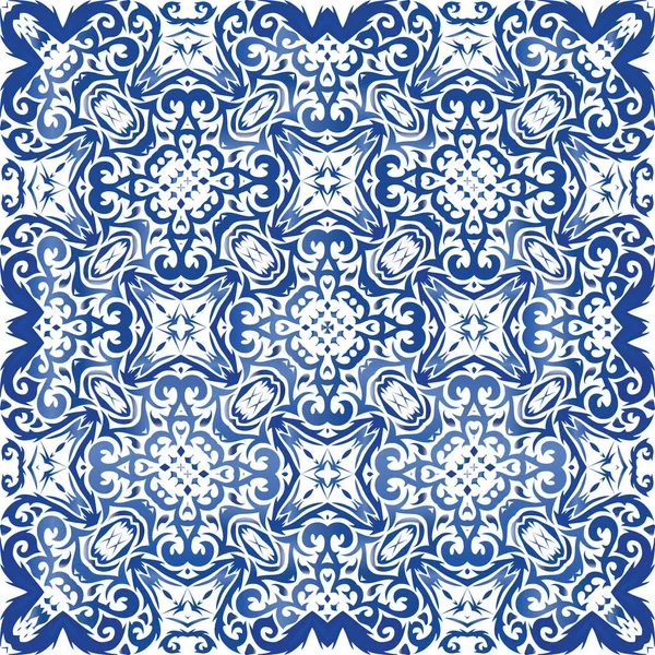 Prydnads Azulejo Portugal Kakel Inredning Universell Design Vektor Sömlös Mönster — Stock vektor