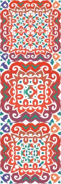 Meksika süslemeli talavera seramiği. Vektörsüz desenlerin toplanması. Minimum tasarım. Duvar kağıdı, web arkaplanı, havlular, baskı, yüzey dokusu, yastıklar için kırmızı vintage arkaplan.