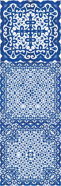 Этническая Керамическая Плитка Португалии Azulejo Современный Дизайн Набор Векторных Бесшовных — стоковый вектор