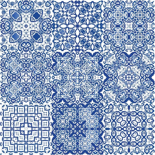Carreaux Céramique Azulejo Portugal Design Dessiné Main Poster Vectoriel Sans — Image vectorielle