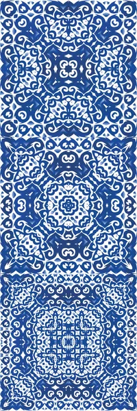 Керамическая Плитка Azulejo Португальский Графический Дизайн Набор Векторных Бесшовных Шаблонов — стоковый вектор