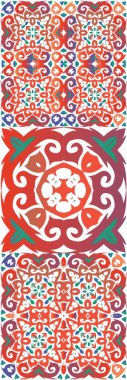 Antik süslü fayanslar Talavera Mexico. Vektör aralıksız desenler. Evrensel tasarım. Tişört, hatıra defteri, çarşaf, akıllı telefon çantaları veya çantalar için kırmızı etnik altyapı.