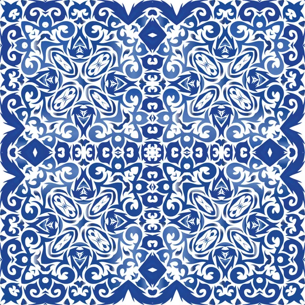 Antique Azulejo Płytki Mozaiki Ilustracja Bezszwowego Wzoru Wektora Nowoczesny Design — Wektor stockowy