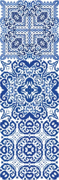 Этническая Керамическая Плитка Португалии Azulejo Геометрический Дизайн Коллекция Векторных Бесшовных — стоковый вектор