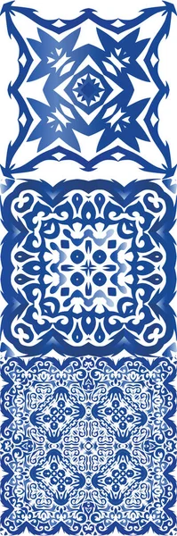Декоративный Цвет Керамической Плитки Azulejo Модный Дизайн Набор Векторных Бесшовных — стоковый вектор