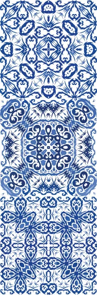 Декоративный Цвет Керамической Плитки Azulejo Графический Дизайн Набор Векторных Бесшовных — стоковый вектор