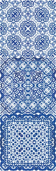Антикварная Плитка Azulejo Лоскуты Коллекция Векторных Бесшовных Шаблонов Модный Дизайн — стоковый вектор