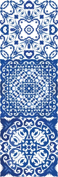 Ethnic Ceramic Tiles Portuguese Azulejo Modern Design Kit Vector Seamless — Stock Vector