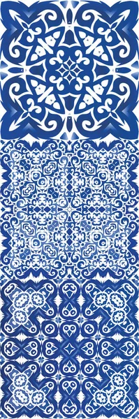 Azulejos Tradizionali Portoghesi Ornati Raccolta Modelli Vettoriali Senza Soluzione Continuità — Vettoriale Stock