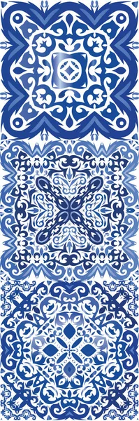 Португальские Винтажные Плитки Azulejo Набор Векторных Бесшовных Шаблонов Стильный Дизайн — стоковый вектор