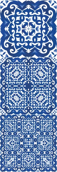 Керамическая Плитка Azulejo Португальский Набор Векторных Бесшовных Шаблонов Цветной Дизайн — стоковый вектор