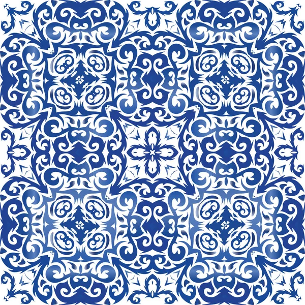 Azulejo Tradicional Portugués Ornamentado Diseño Original Ilustración Patrón Sin Costura — Vector de stock