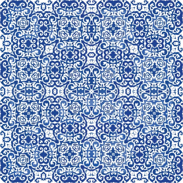 Traditionele Sierlijke Portugese Azulejo Vector Naadloze Patroon Trellis Grafisch Ontwerp — Stockvector