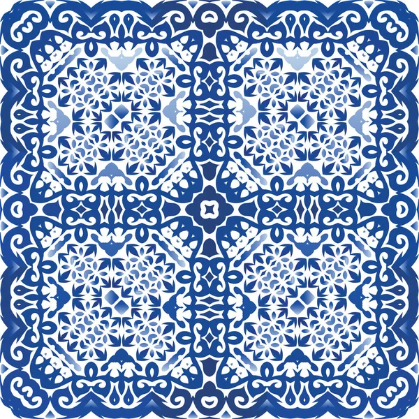 Keramische Fliesen Azulejo Portugal Kreatives Design Vektor Nahtlose Muster Arabeske — Stockvektor