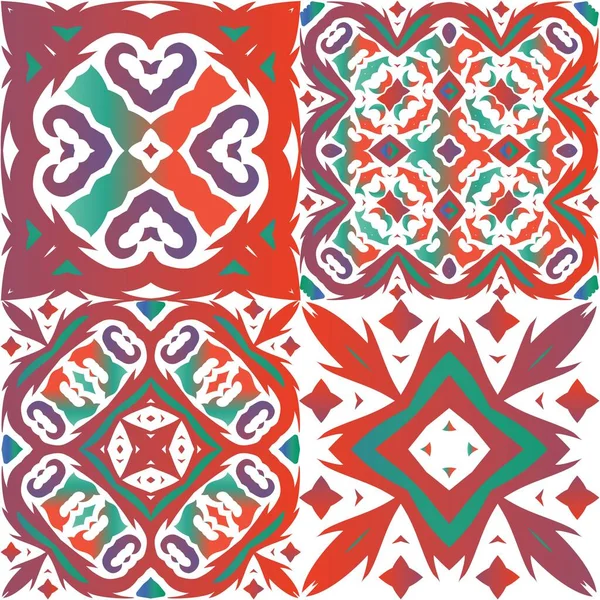 Carreaux Talavera Vintage Mexicain Design Coloré Ensemble Motifs Vectoriels Sans — Image vectorielle