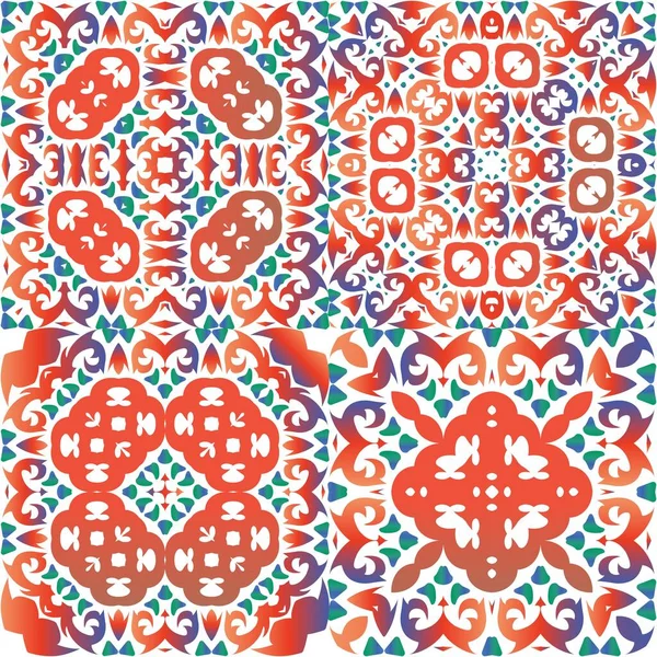Етнічна Керамічна Плитка Мексиканській Талебері Набір Векторних Безшовних Візерунків Дизайн — стоковий вектор