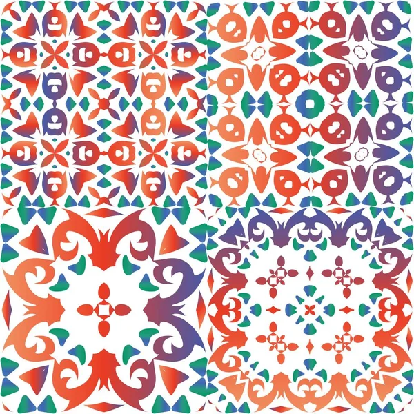 Azulejos Decorativos Cerámica Color Talavera Diseño Elegante Kit Patrones Sin — Vector de stock