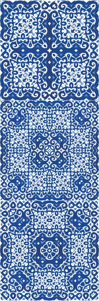 Португальские Винтажные Плитки Azulejo Оригинальный Дизайн Набор Векторных Бесшовных Шаблонов — стоковый вектор