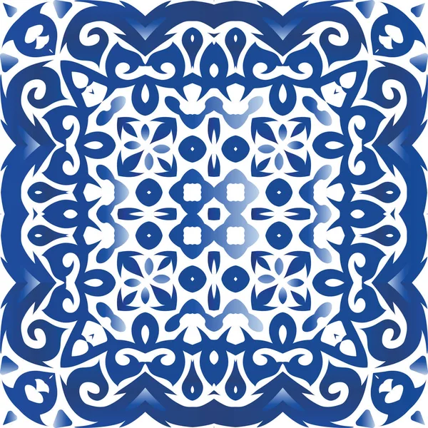 Antico Mosaico Piastrelle Azulejo Design Moderno Collage Vettoriale Senza Cuciture — Vettoriale Stock